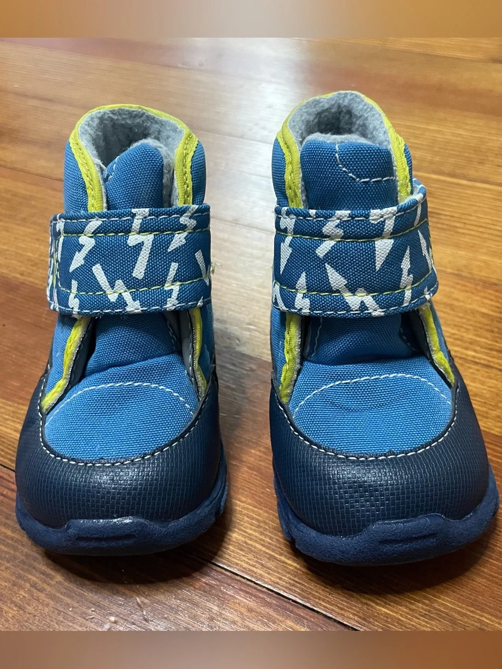 See Kai Run Blue and Yellow Lightning Strap Winter Snow Boots Size 5